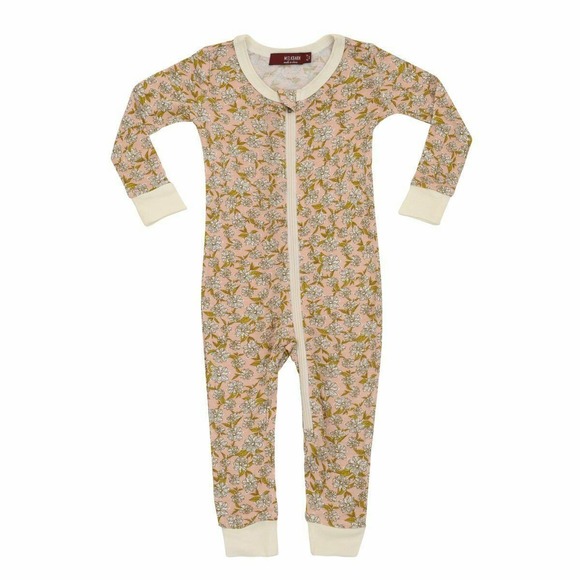 MilkBarn Other - Milkbarn Bamboo Zipper Pajama Rose Floral 6-9 M